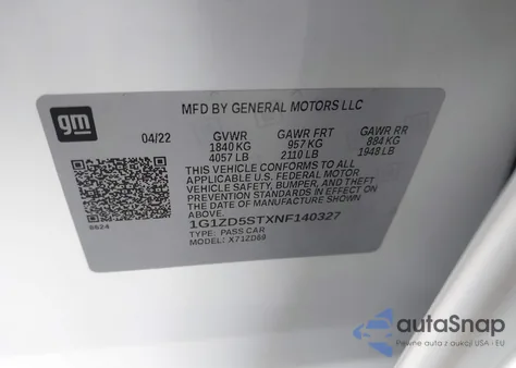 2022 Chevrolet Malibu Lt from USA, damaged, VIN 1G1ZD5STXNF140327